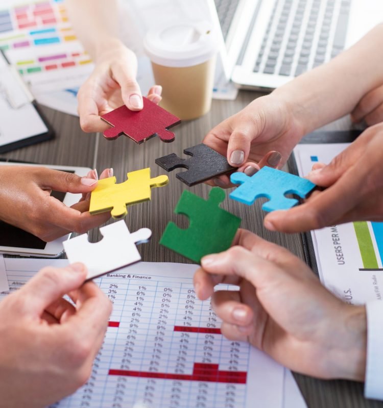 Teamwork,Of,Partners.,Concept,Of,Integration,And,Startup,With,Puzzle